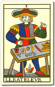 Carte représentant le bateleur du Tarot de Marseille