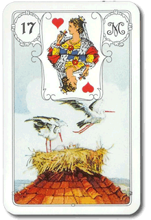 Carte représentant la cigogne du jeu du petit Lenormand