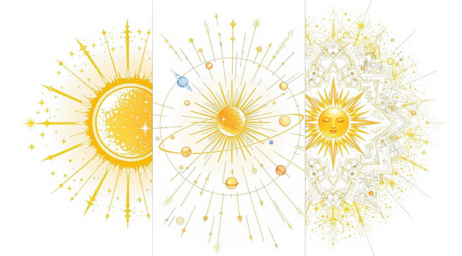 3 représentations ésotérique astrologique et astronomique du soleil