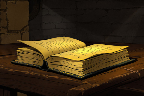 un vieux grimoire posé sur une table