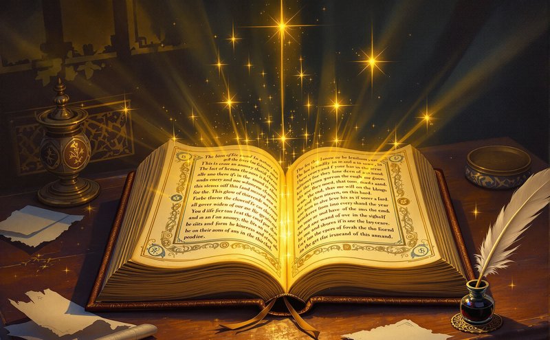 livre ouvert éclatant de mille feux et d'étoiles